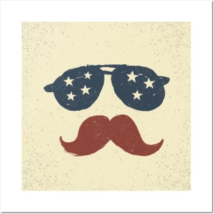 Sunglasses with stars and moustache Posters and Art